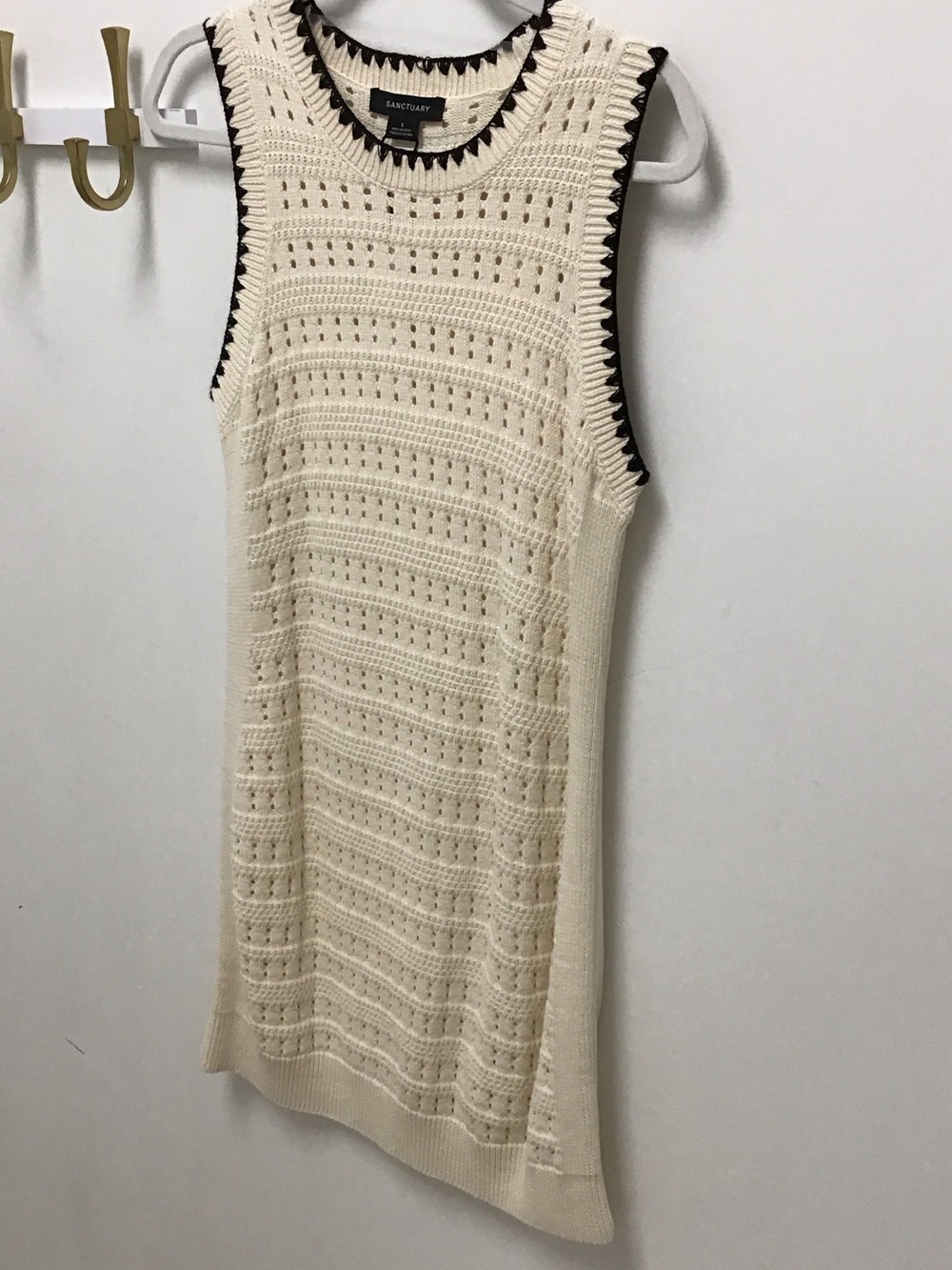 Sanctuary free spirit Cream Knit Sleeveless Shift with Black Trim